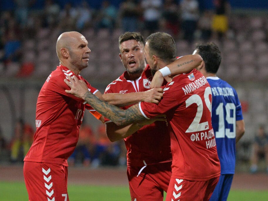 Sasa Stojanovic Stefan ihajlovic Knezevic Radnicki fudbal avgust 2019 foto Juzne vesti Vanja Keser