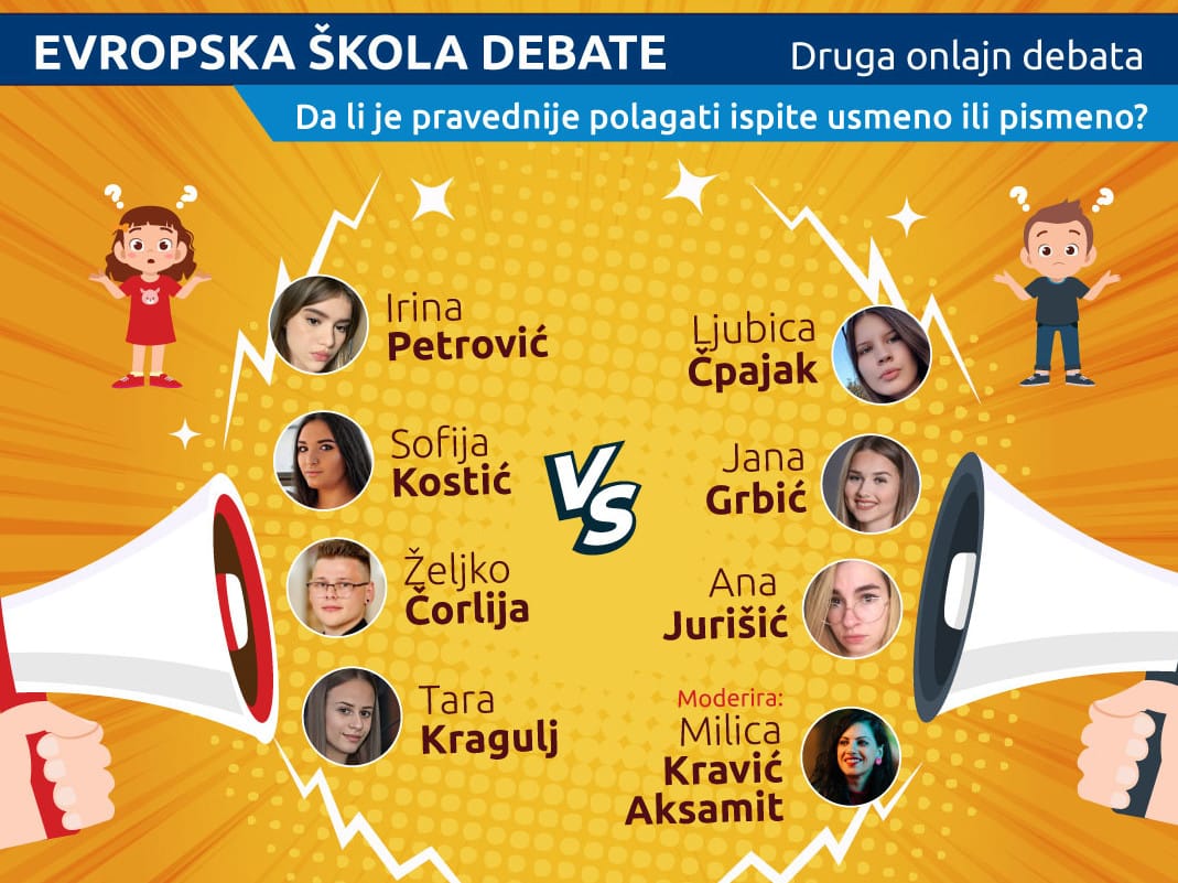 Onlajn debata "Da li je pravednije polagati ispite usmeno ili pismeno" 1 Druga onlajn debata foto plaket EU info mreza
