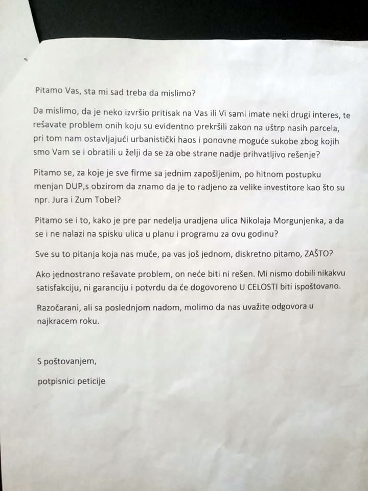 Dopis Miloševiću 1; foto: čitalac