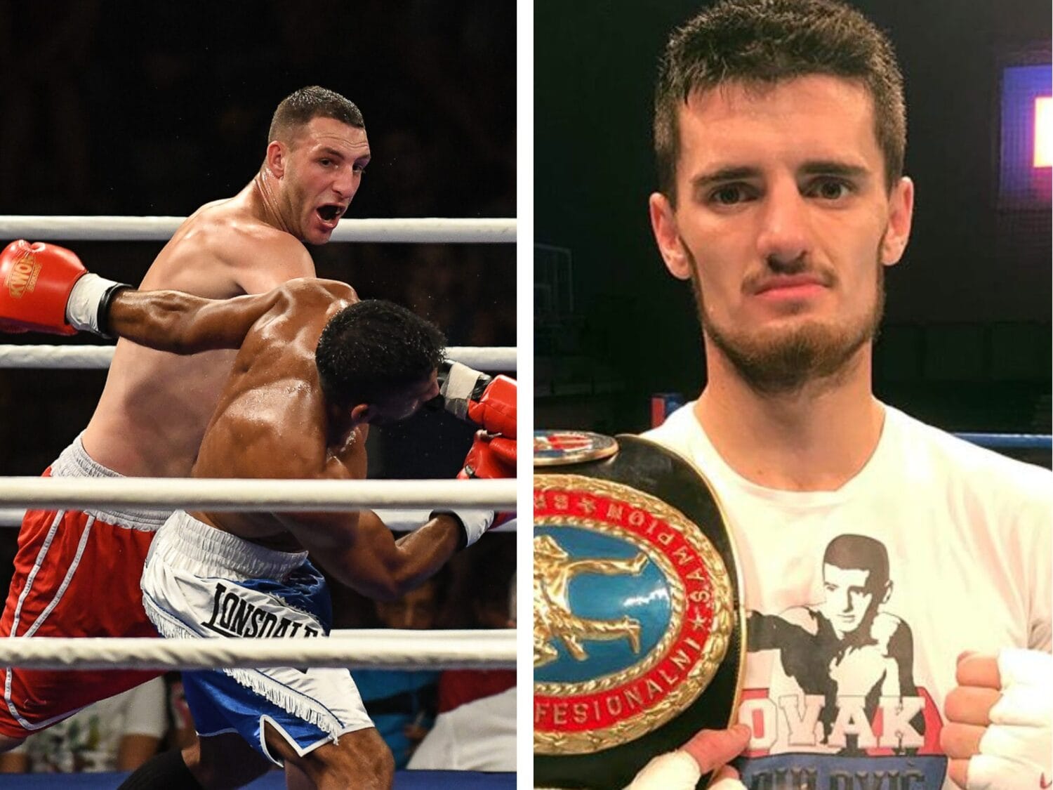 Na reviji profesionalnog boksa u Beogradu slavili Nišlija i Surduličanin 1 Petar Stosic Novak Radulovic foto Vanja Keser Kik boks klub Nis scaled