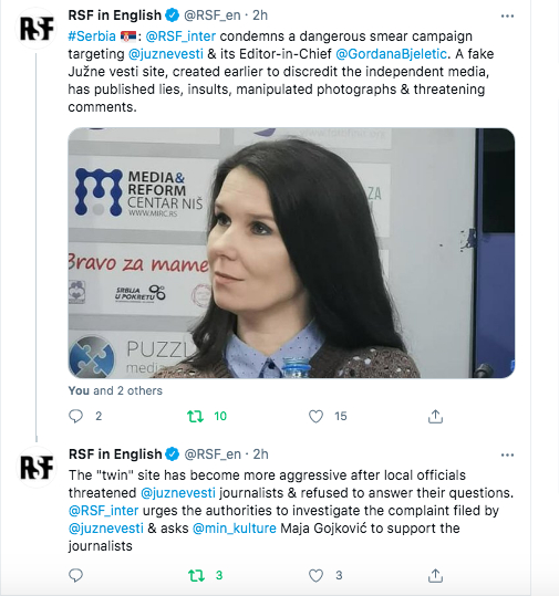 Reporteri bez granica osuda napada na JV