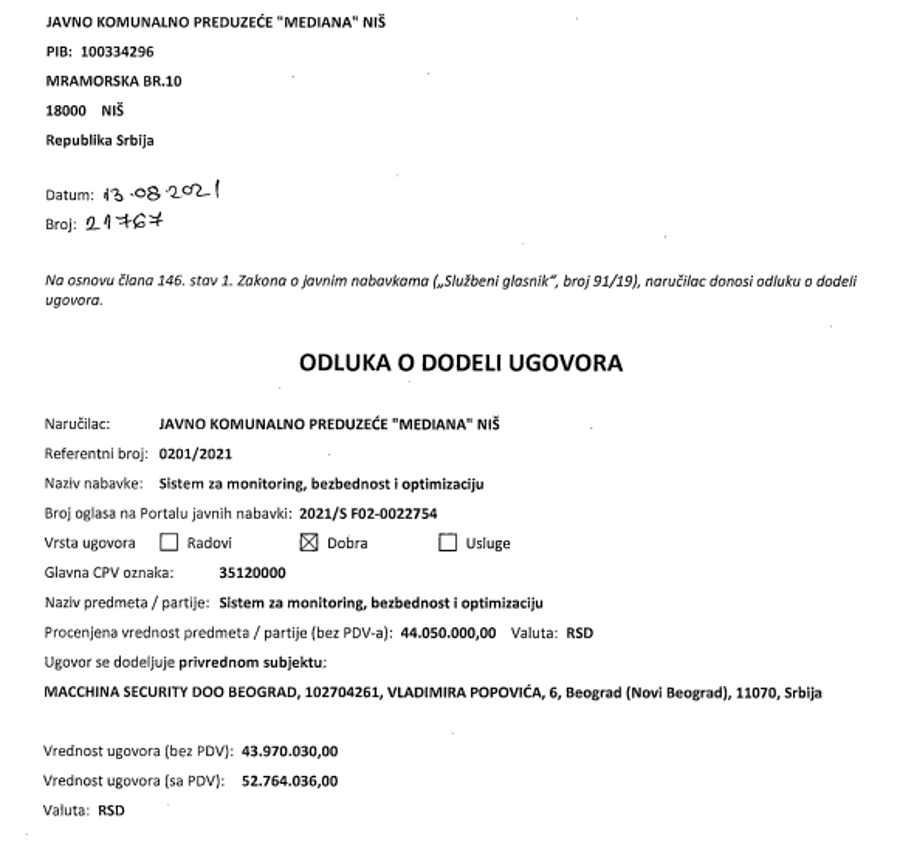 mediana ugovor kamere