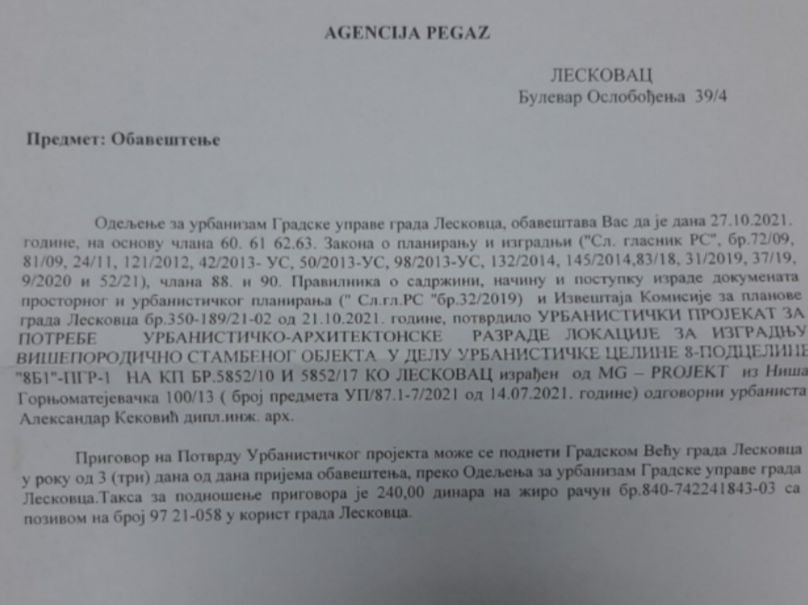 Rešenje o gradnji višespratnice Le