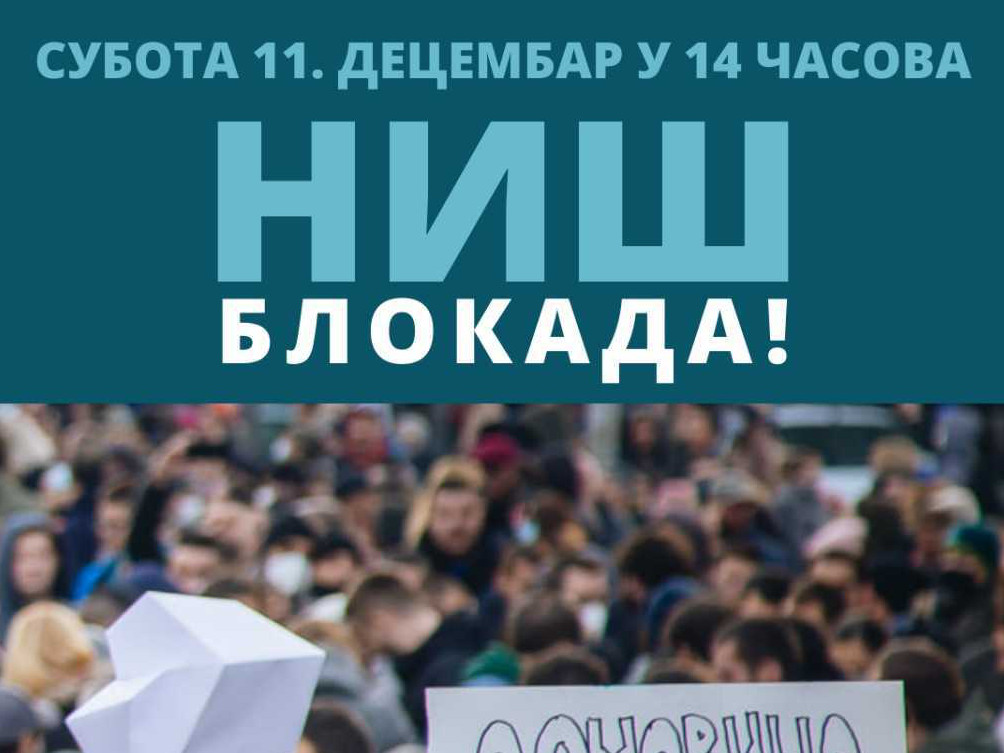 U Nišu protesti i blokada i ove subote, okupljanje kod Skupštine 1 blokada printscreen