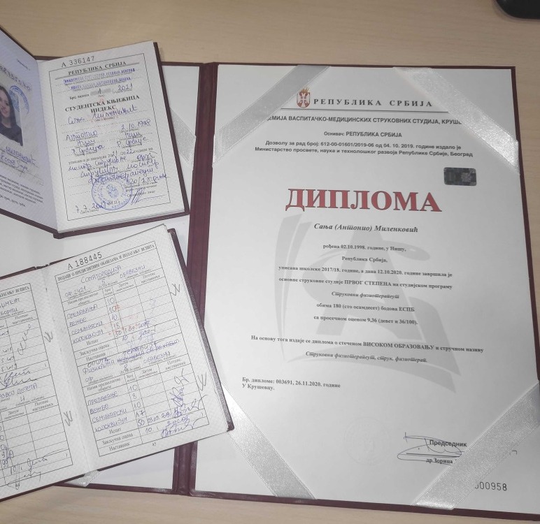 Sanja Milenković diploma