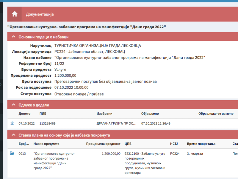 Printskrin javne nabavke