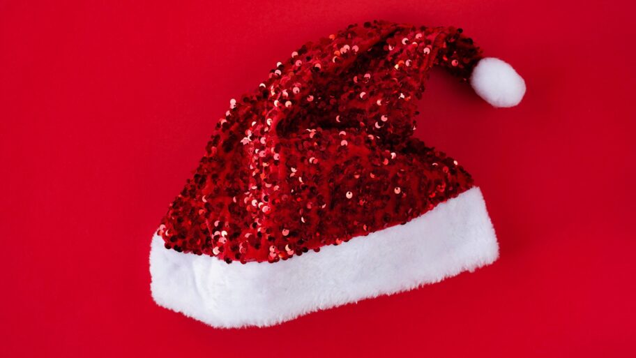 128091571 sequin santa hat getty
