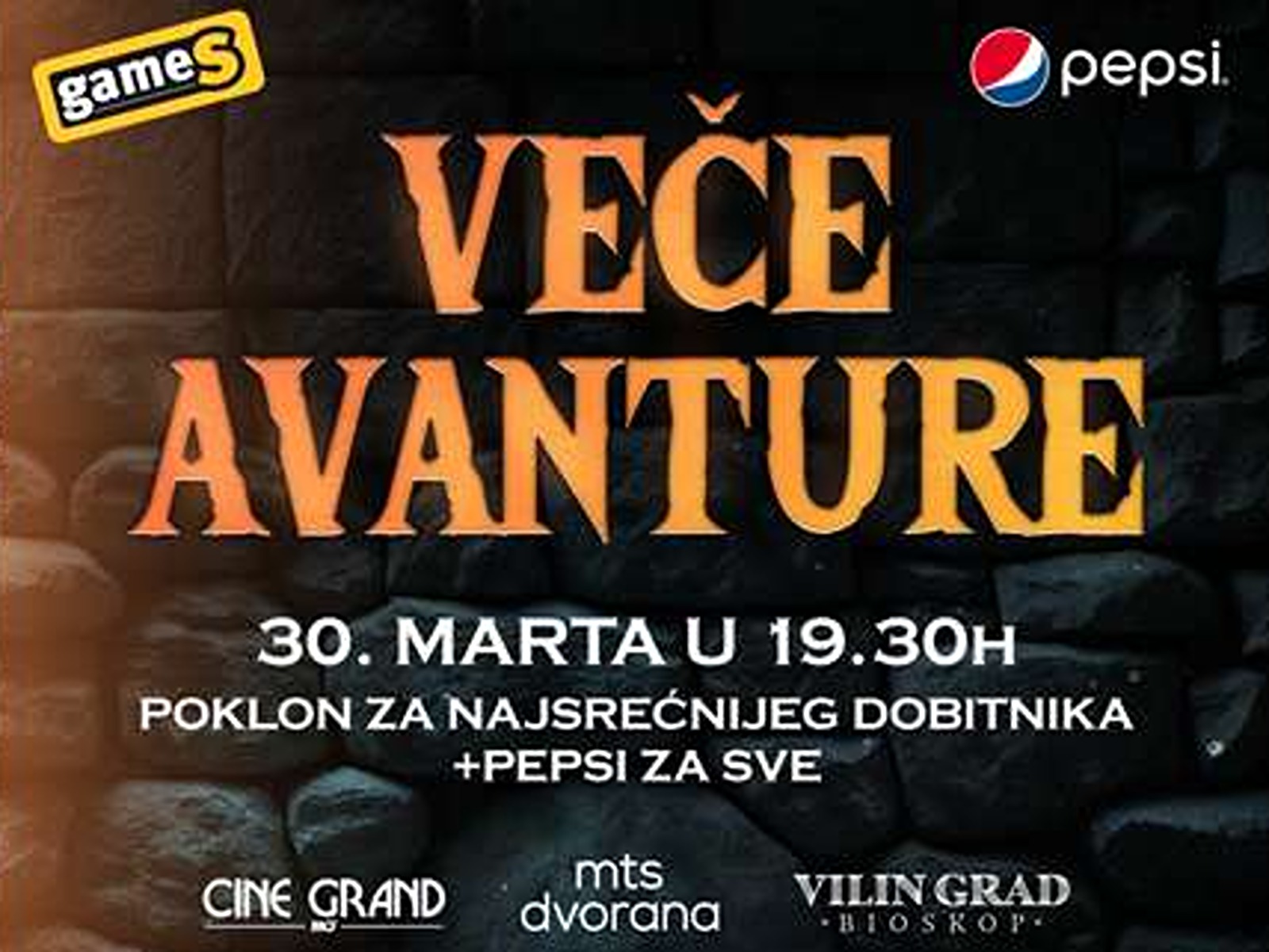 Veče avanture 30. marta u bioskopima “Cine Grand Delta Planet” i “Vilin Grad” 1 vece avanture 1