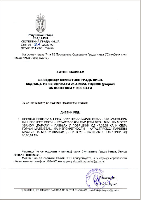 30. sednica dnevni red