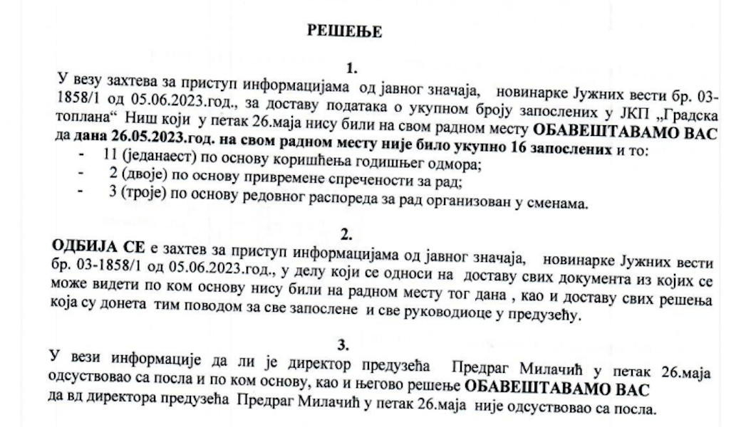 TOPLANA ODGOVOR; foto: JV