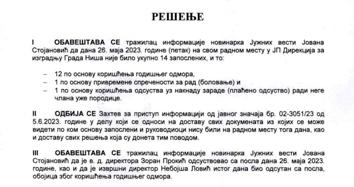 DIREKCIJA ZA IZGRADNJU ODGOVOR; foto: JV