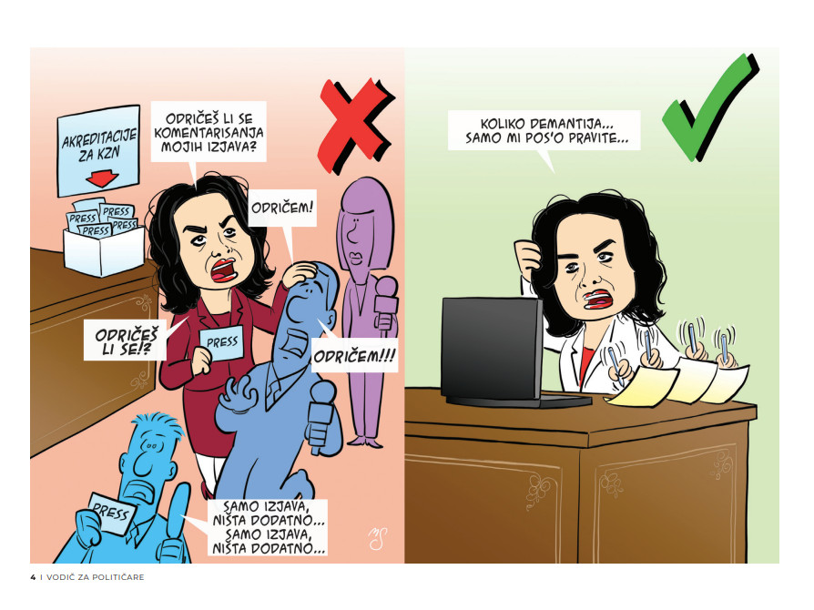 Odnos Sotirovski prema novinarima ilustracija Marko Somborac