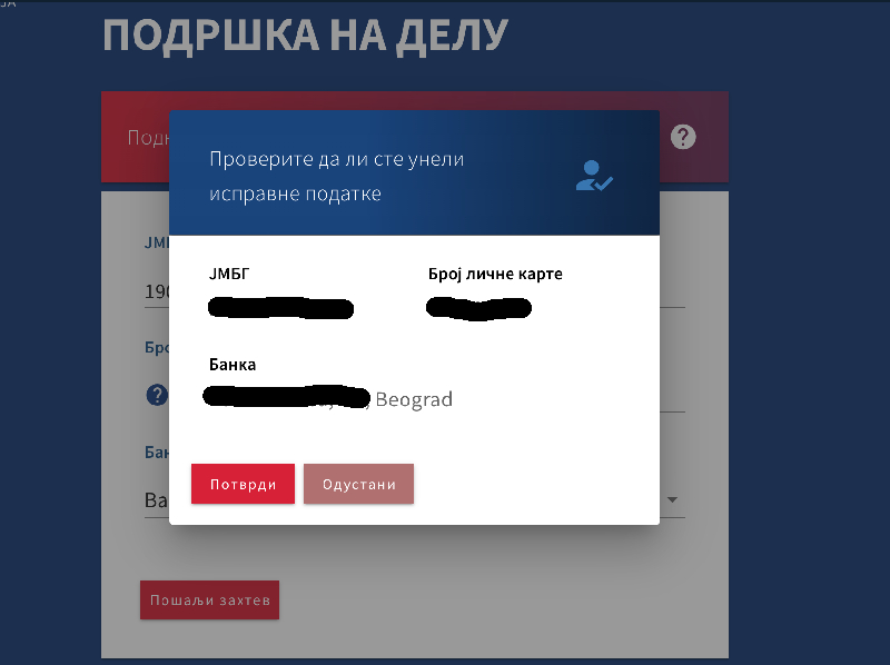 isplata drzavne pomoci 3, printscreen, trezor