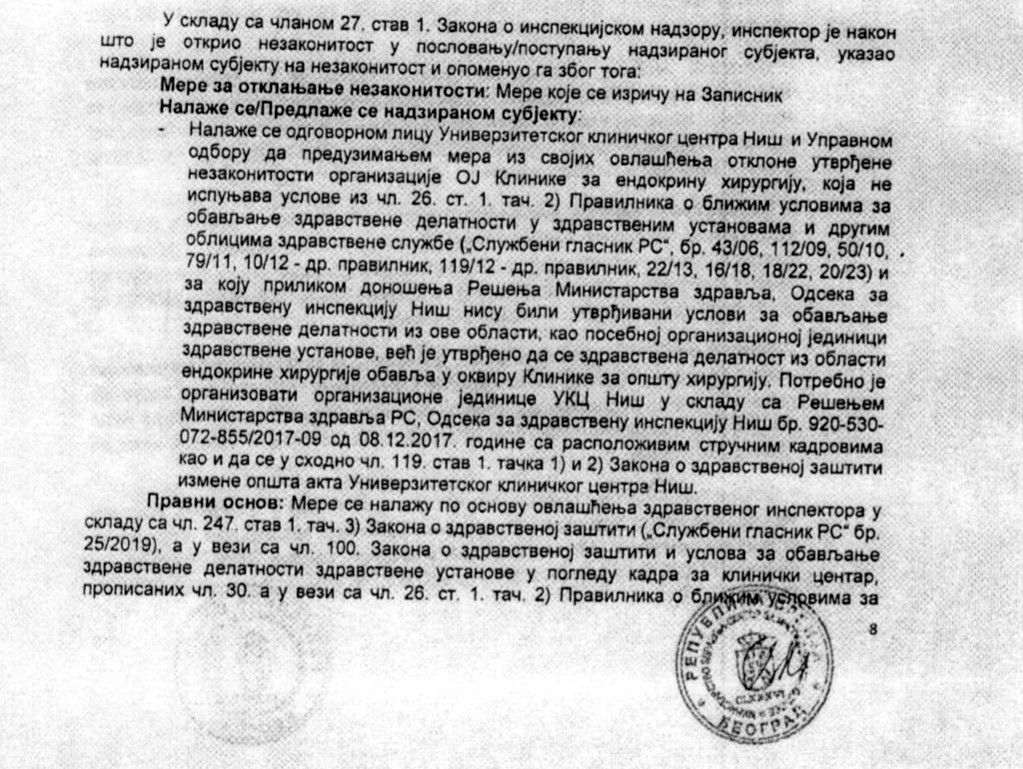 Nalog inspekcije; foto: JV