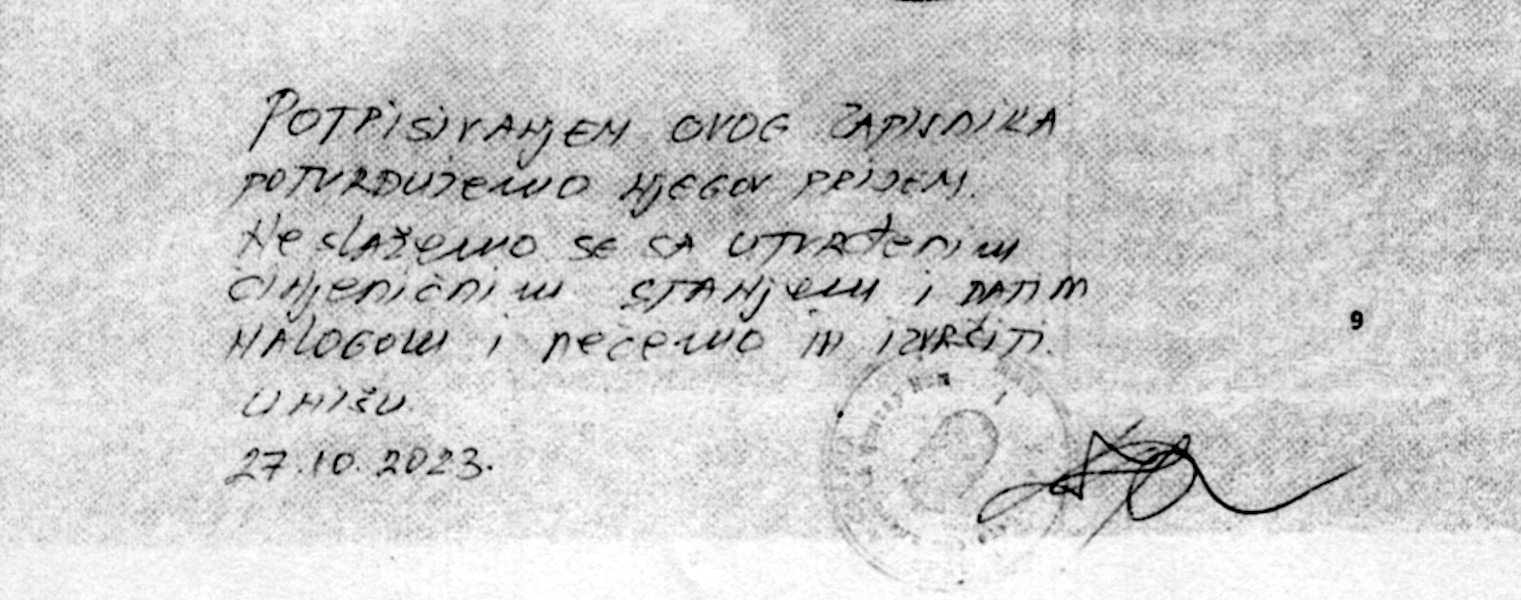 Perišić zapisnik; foto: JV