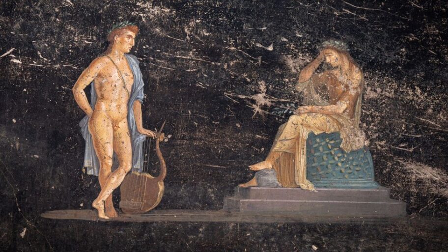 133122575 apollo and cassandra in black room fresco credit bbc tony jolliffe