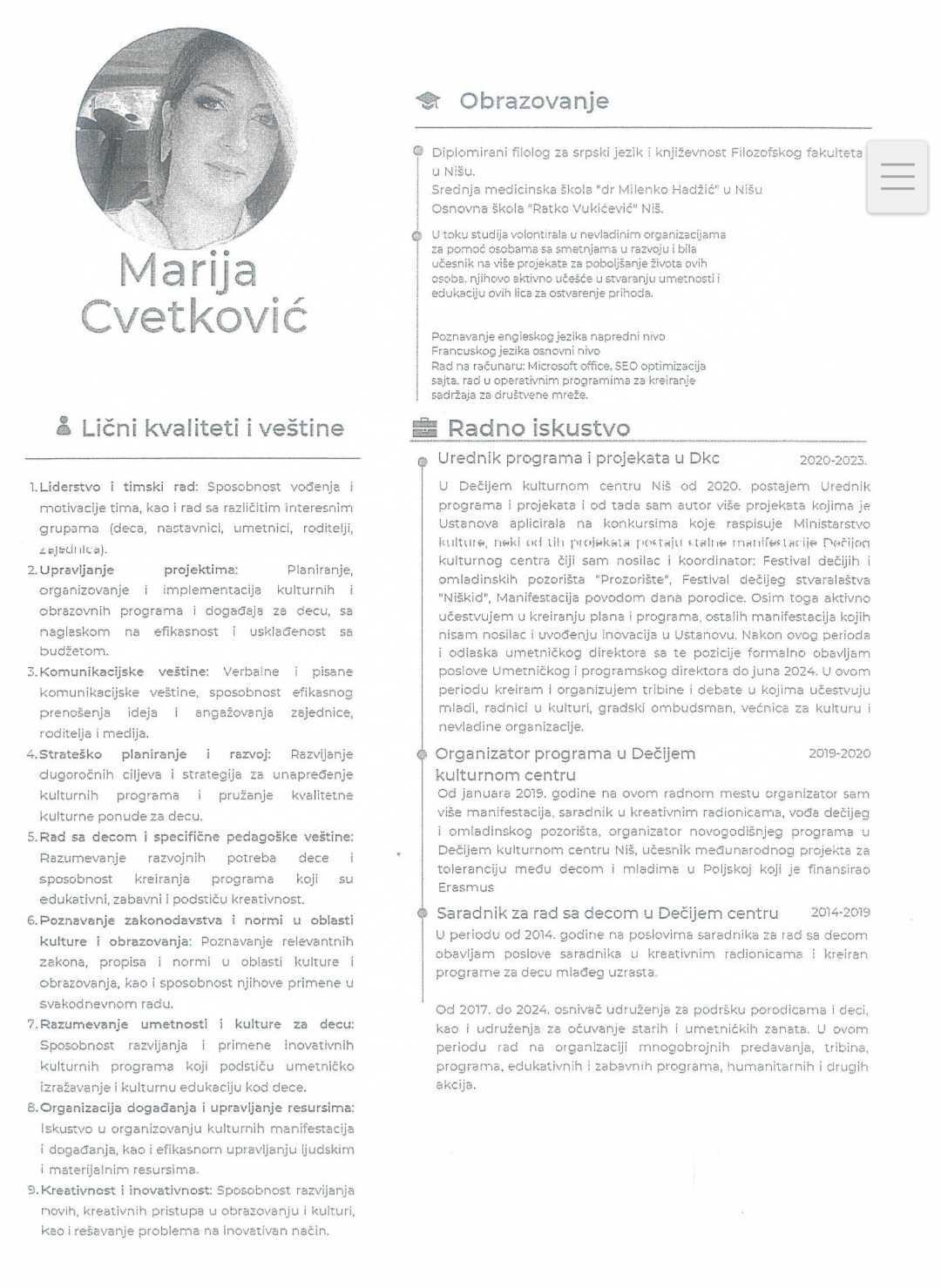 marija cvetković cv