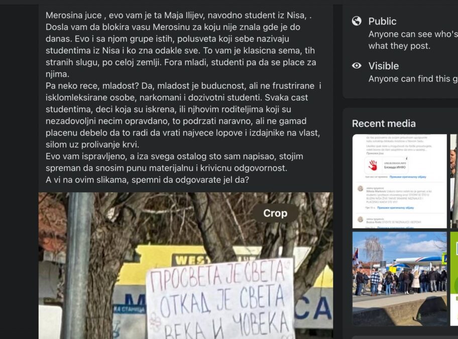 Vređanje i "targetiranje" studenata i profesora na Fejsbuku zbog protesta u Merošini 3 merosinske vesti 2