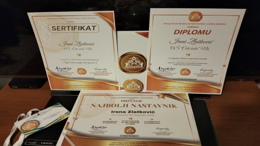 Nastavnica iz Niša dobitnica priznanja "Najbolji nastavnik regiona" 3 priznanje diploma