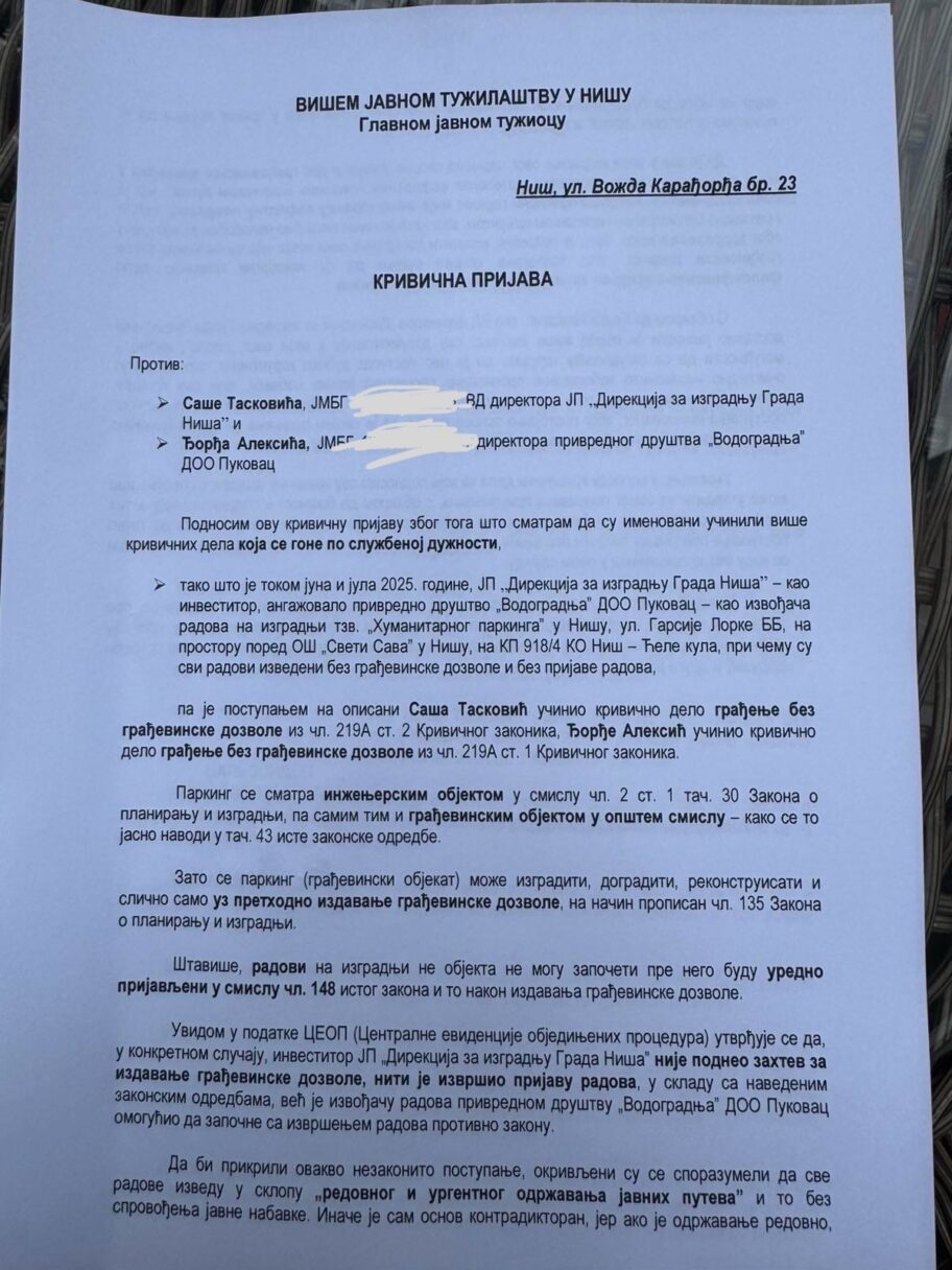 Đorđe Stanković podneo krivičnu prijavu protiv direktora niške Direkcije za izgradnju i direktora firme Međarca 3 img 8592