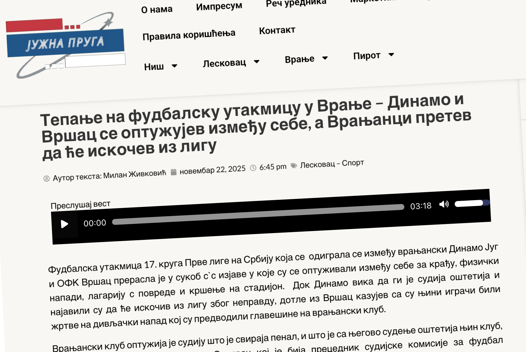 Kako izgledaju vesti na južnjačkom dijalektu - portal "Južna pruga" želi da sačuva izvorni govor juga 1 Screenshot 2025 11 24 at 10.19.13