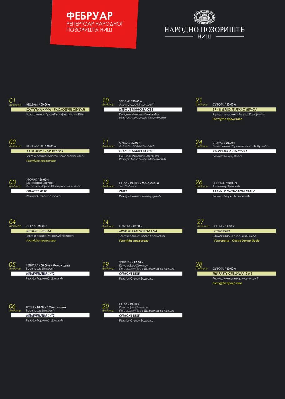 Repertoar februar 2026