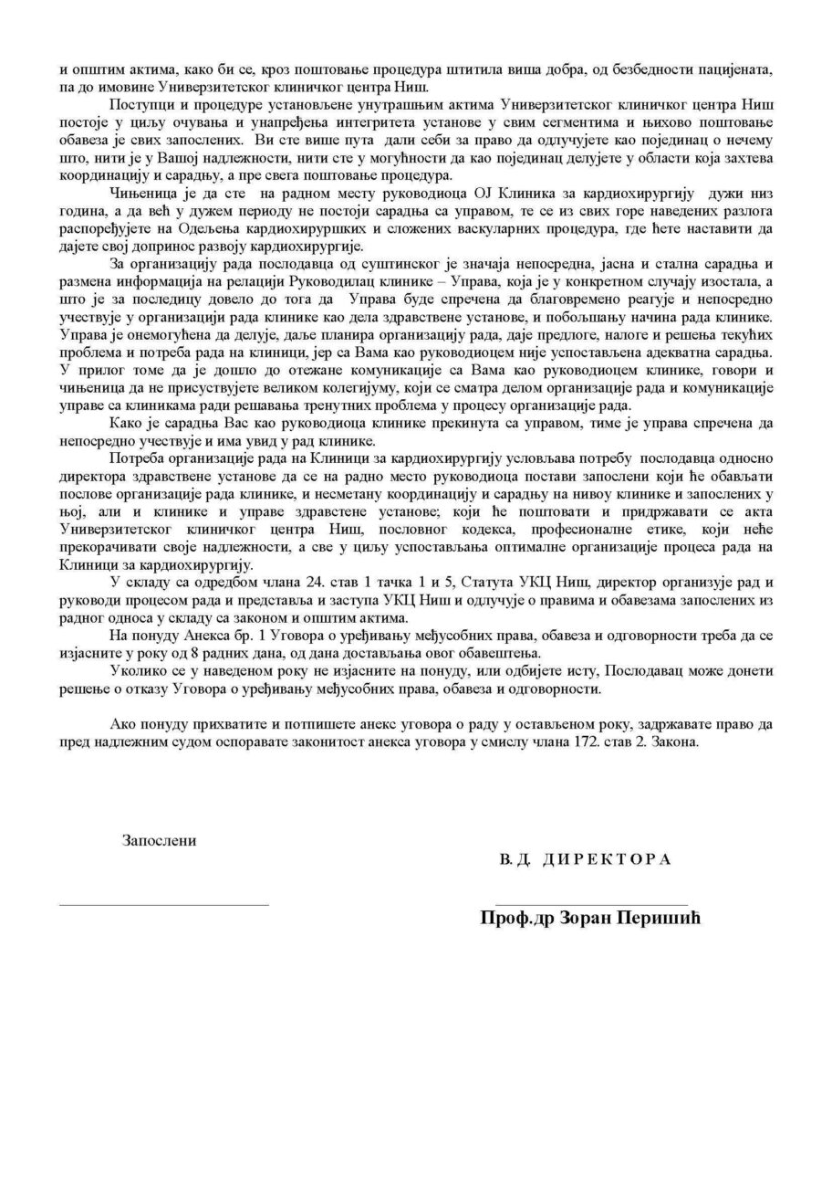 UKC smenio Dragana Milića sa mesta direktora Klinike za kardiohirurgiju 4 Dragan Milic Ponuda Page 2