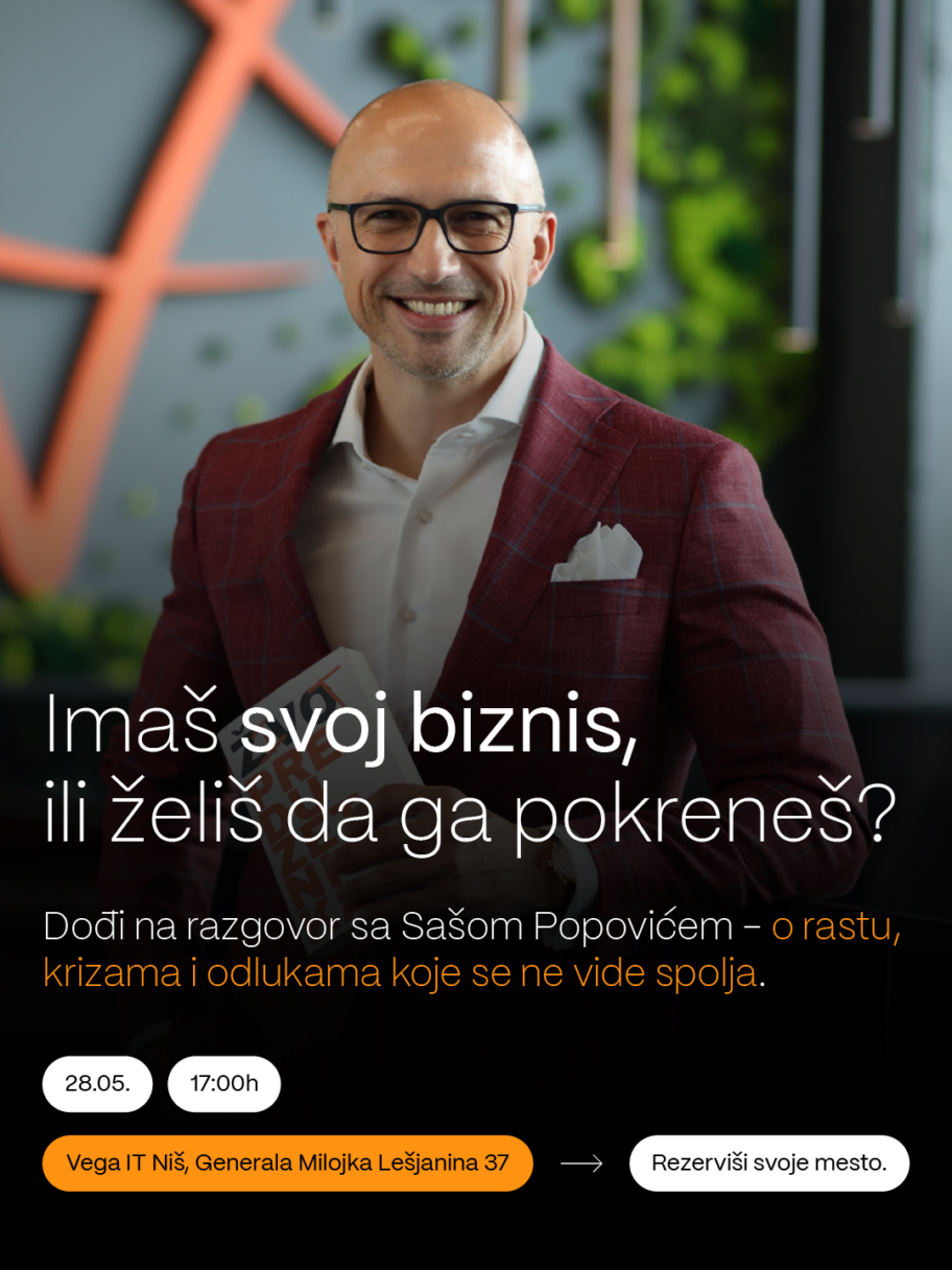 Priče o uspehu i prevazilaženju kriza sa suosnivačem kompanije "Vega IT" na razgovoru u Nišu 2 Vizual Post